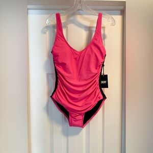 (BNWT) DKNY Hot Pink One-Piece Swimsuit with Slimming Panels